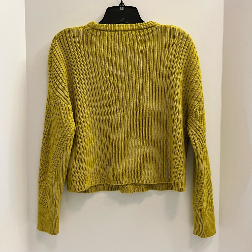 EXPRESS Ribbed Crew Neck Sweater-Yellow - Picture 3 of 7